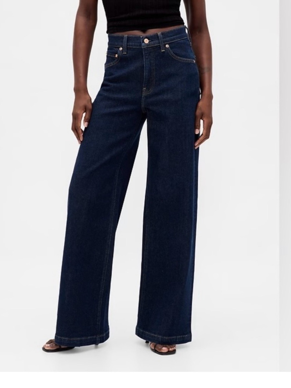 GAP High Rise Wife Leg Stride Jeans in Dark Blue Indigo Sz 4 / 27